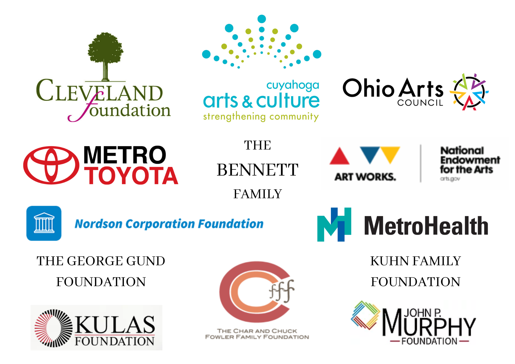 A collection of 13 logos, including "CLEVELAND foundation"