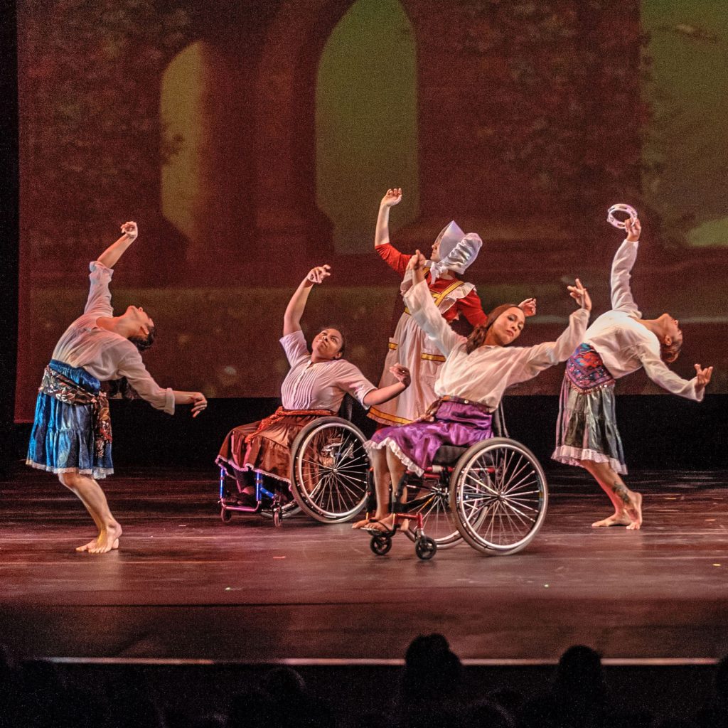 Dancers with and without disabilities perform as Mother Goose and gypsy characters in full-length story ballet, Babes In Toyland