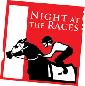 Night at the Races logo red background black and white horse and jockey